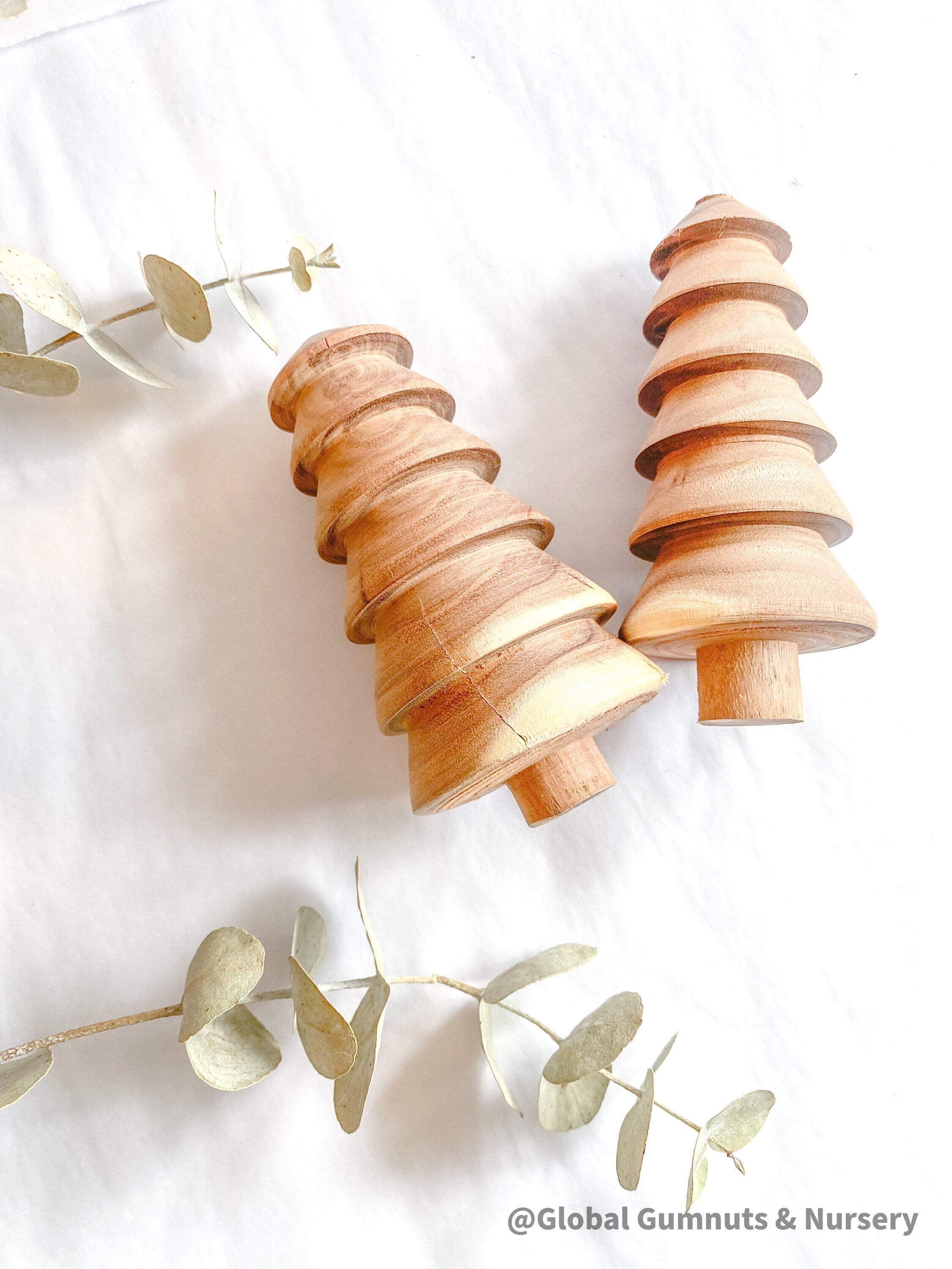 Marijke’s Wooden Forest Trees: Handcrafted wooden Christmas trees.
