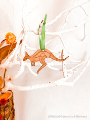 Kangaroo Australian Christmas Ornament: Wooden kangaroo ornament, ideal for Christmas tree decoration, featuring an iconic Australian animal.