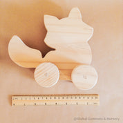 Wooden CAT Push-Pull Toy: Customizable wooden cat toy with non-toxic finish.