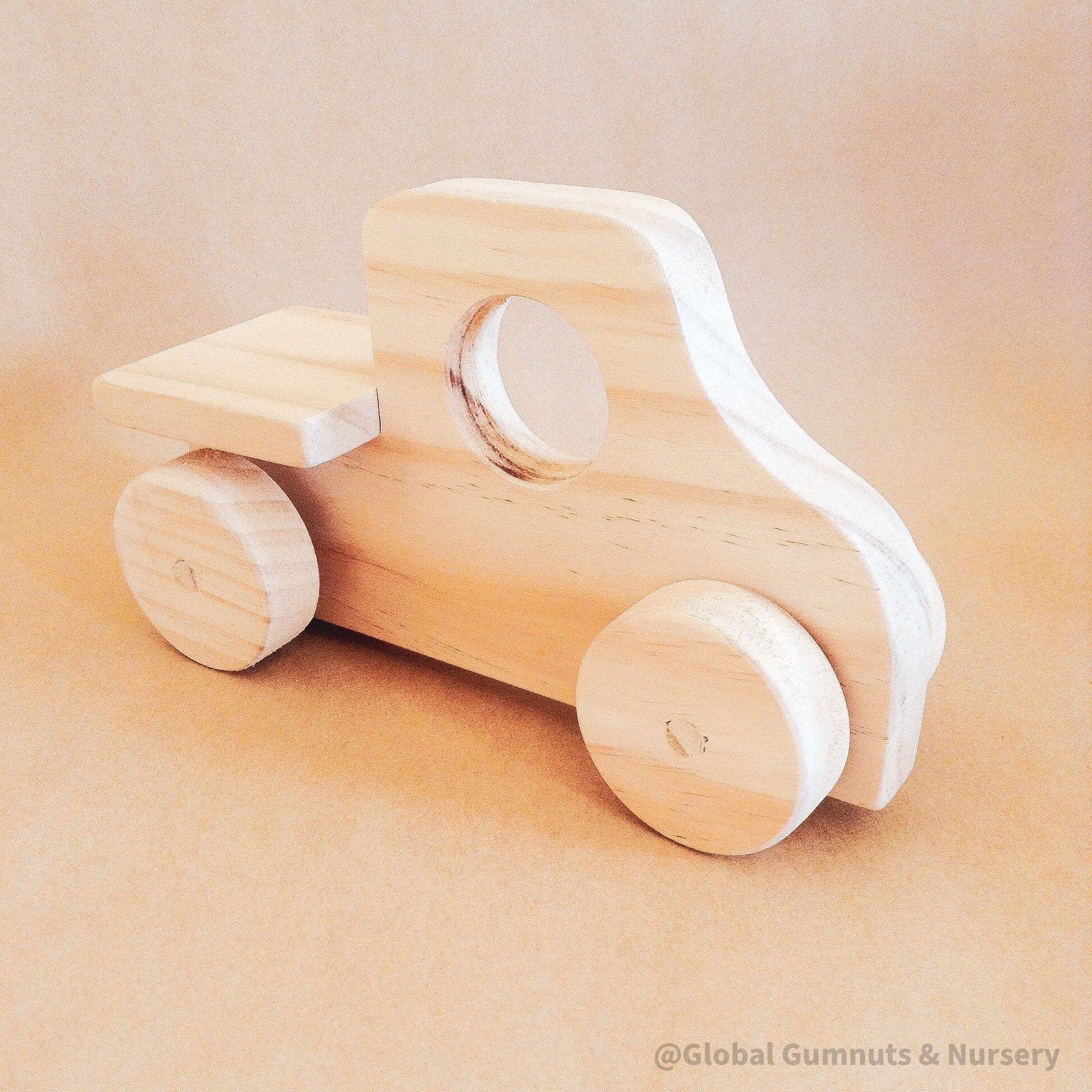 Personalized Push Truck: Customizable wooden truck with tray and window for toddlers.