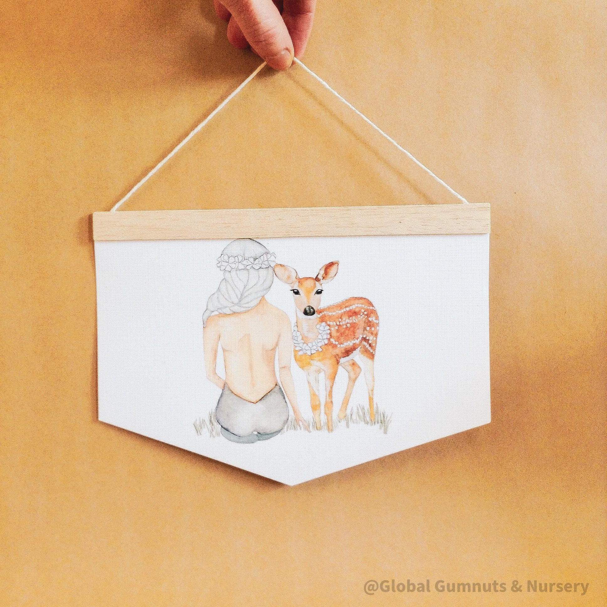 Deer-themed card stock print in Scandi style, ideal for animal lovers or rustic decor accents.