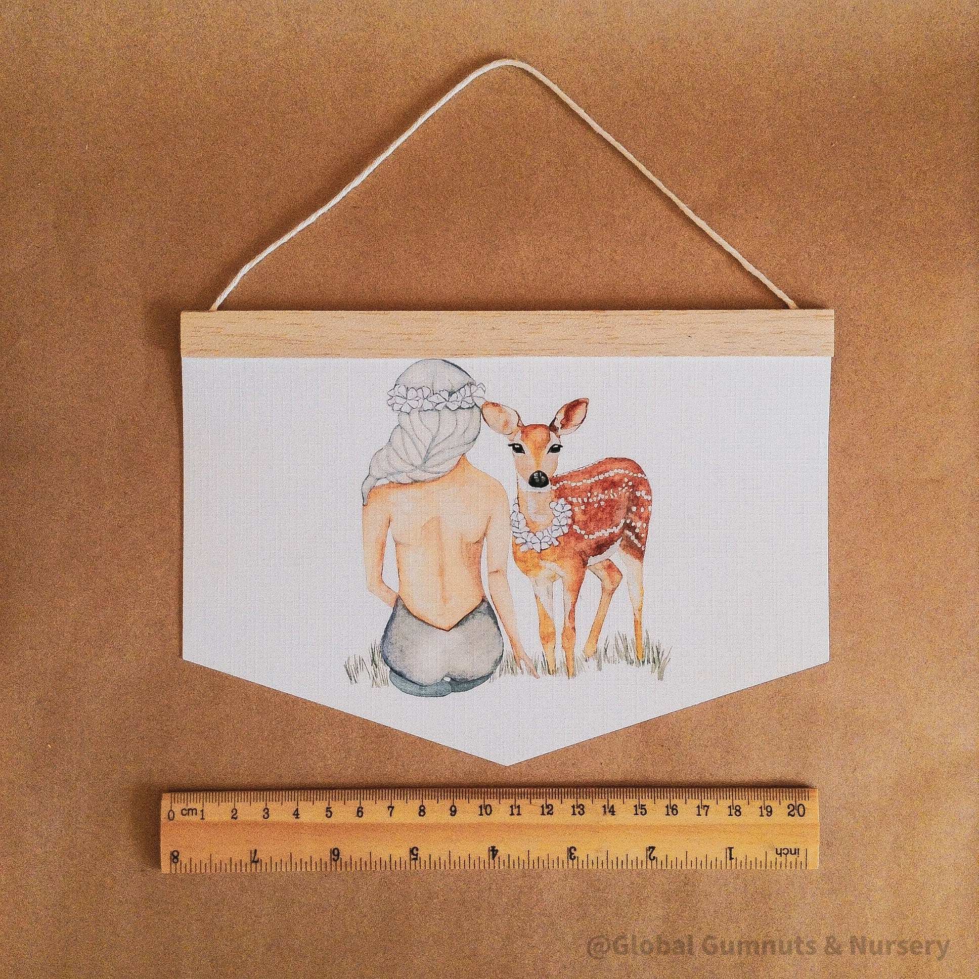 Deer-themed card stock print in Scandi style, ideal for animal lovers or rustic decor accents.
