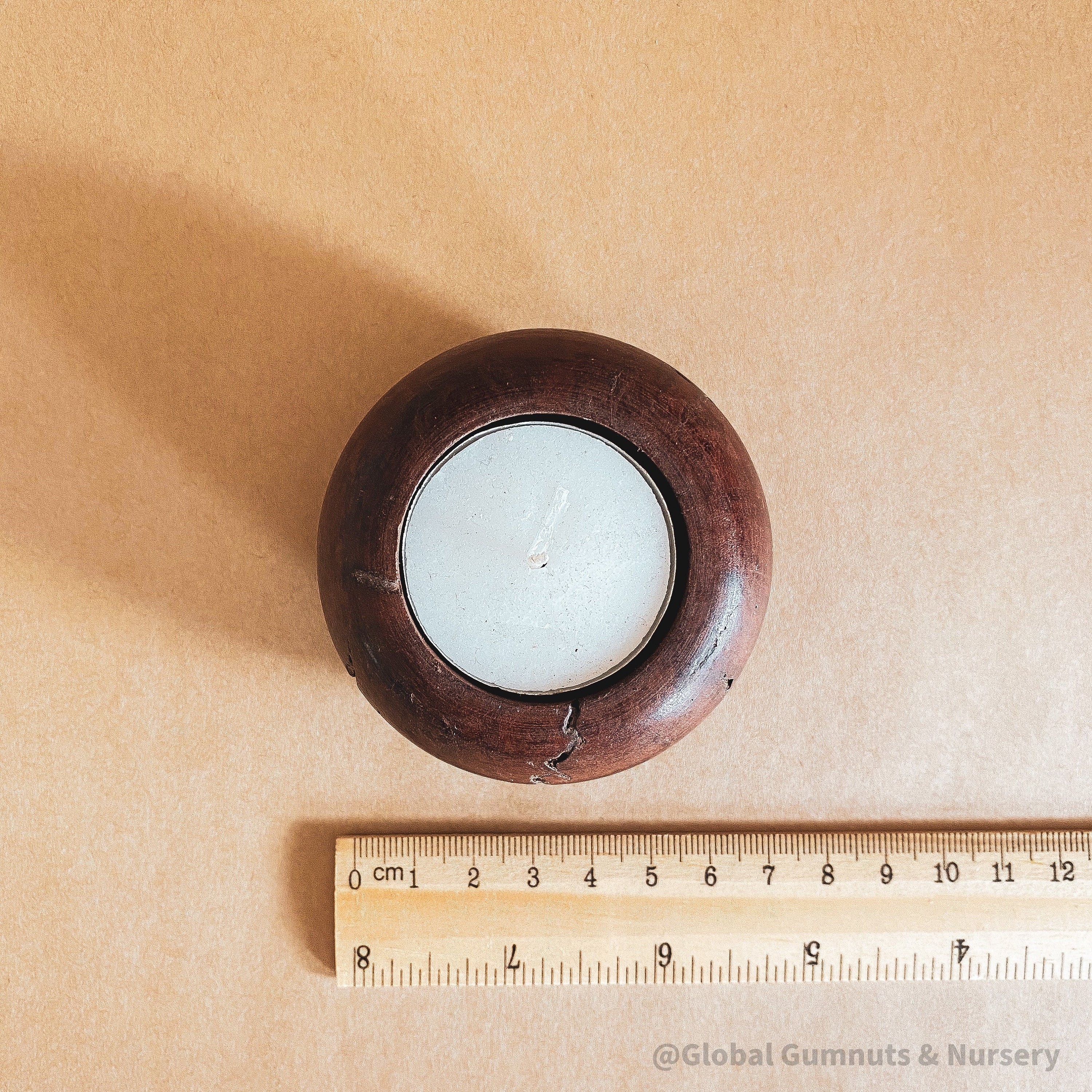 Wooden tea light candle holder, handmade in the Perth Hills from Jarrah wood.