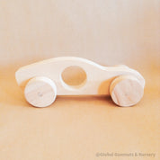 Wooden Push-Pull Car Toy: Customizable push-pull toy with a round window.