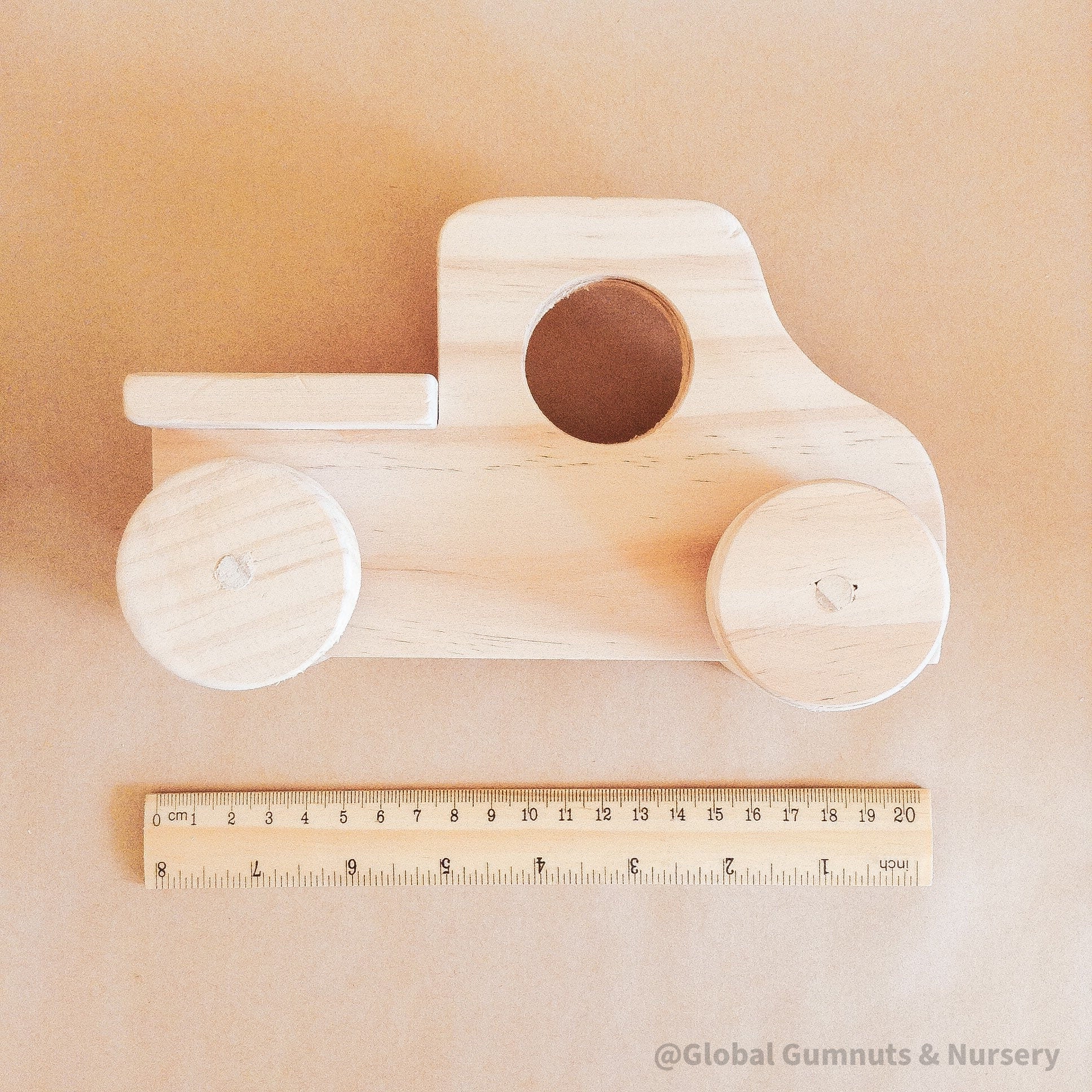 Personalized Push Truck: Customizable wooden truck with tray and window for toddlers.