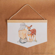 Deer-themed card stock print in Scandi style, ideal for animal lovers or rustic decor accents.