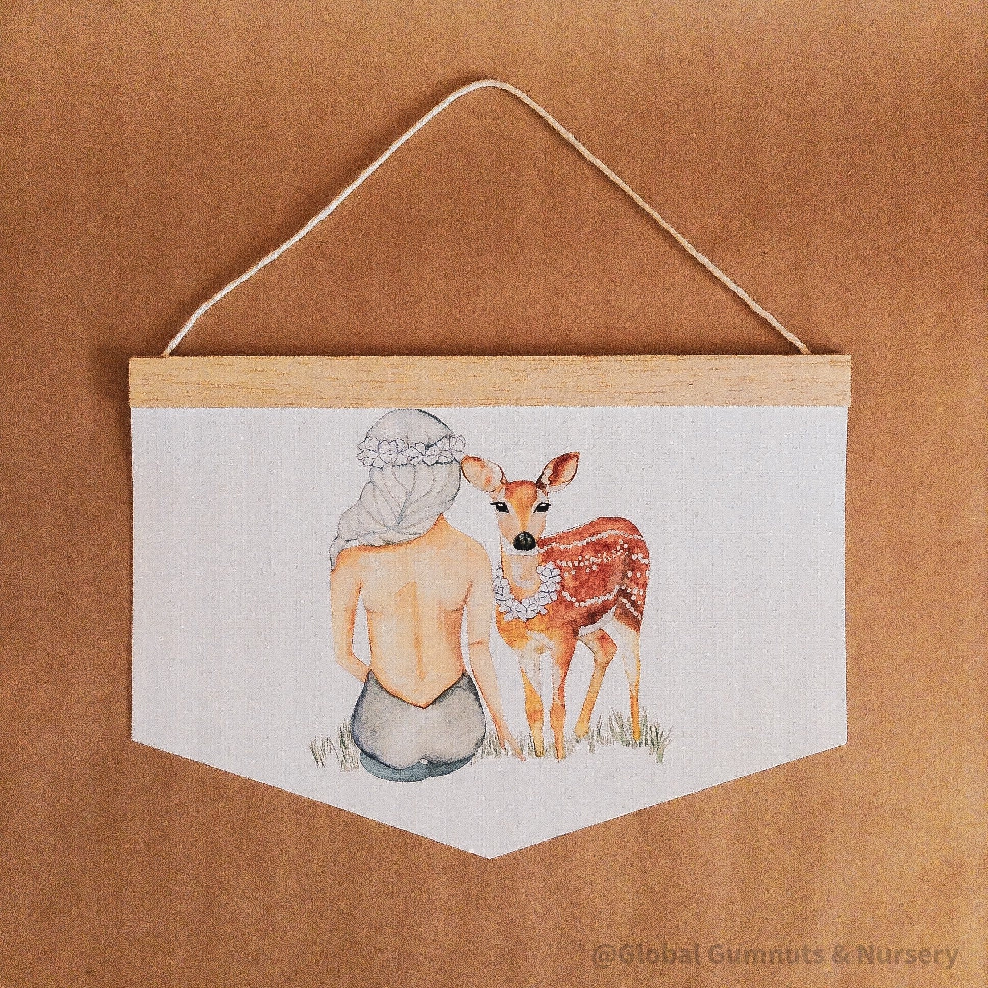 Deer-themed card stock print in Scandi style, ideal for animal lovers or rustic decor accents.