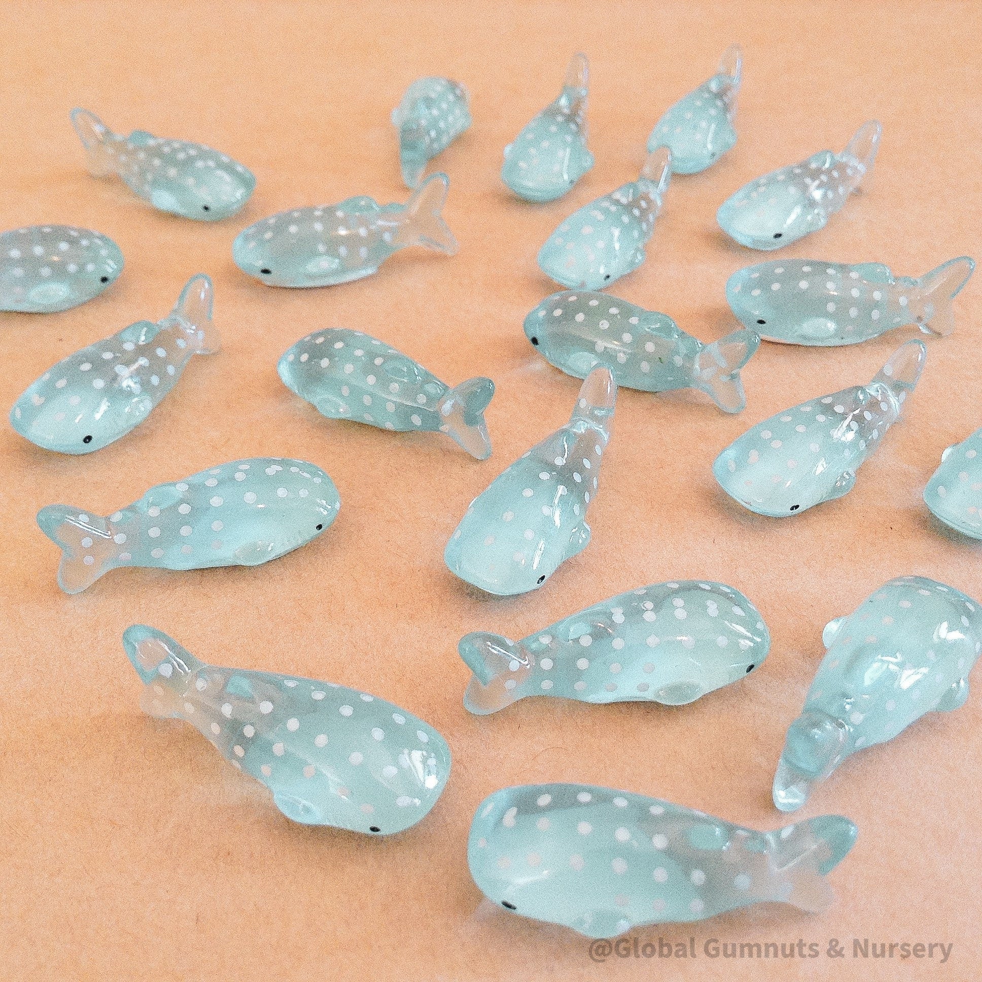 resin whale shark: miniature resin whale shark for marine-themed crafts and small-world play.