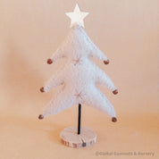 elegant grey woolen christmas trees: set of grey wool felt christmas trees adorned with small jingle bells, perfect for festive decor.