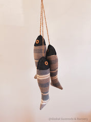 Seaside serenity ocean breeze fabric fish trio, a charming decor set.