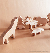 Birch Wood Forest Animal Play Set: 8-piece wooden set featuring woodland creatures.