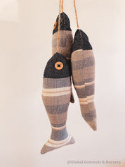 Seaside serenity ocean breeze fabric fish trio, a charming decor set.