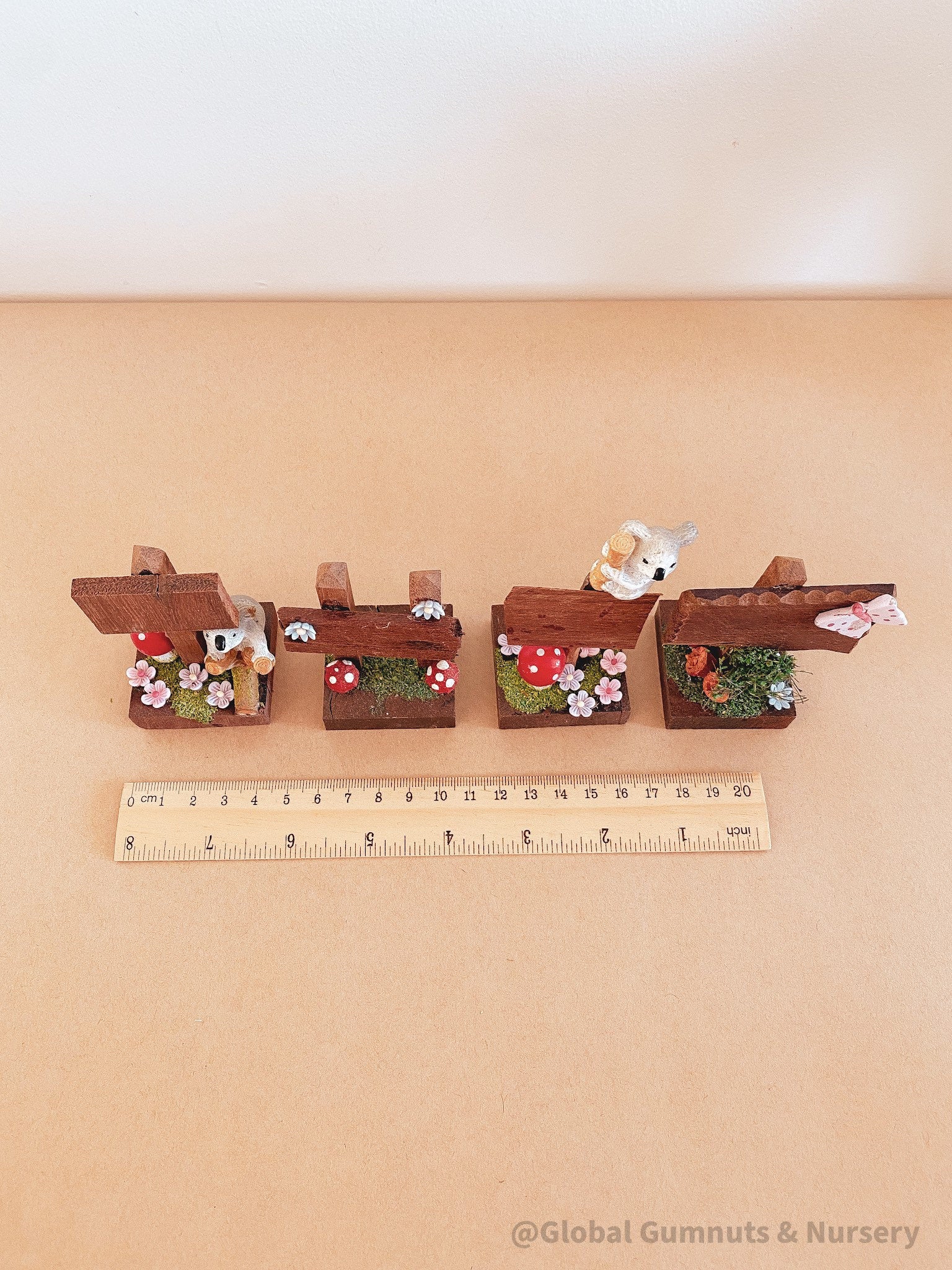 Dainty handmade fairy garden signs, crafted in WA Southwest, perfect for magical garden setups or whimsical decor.