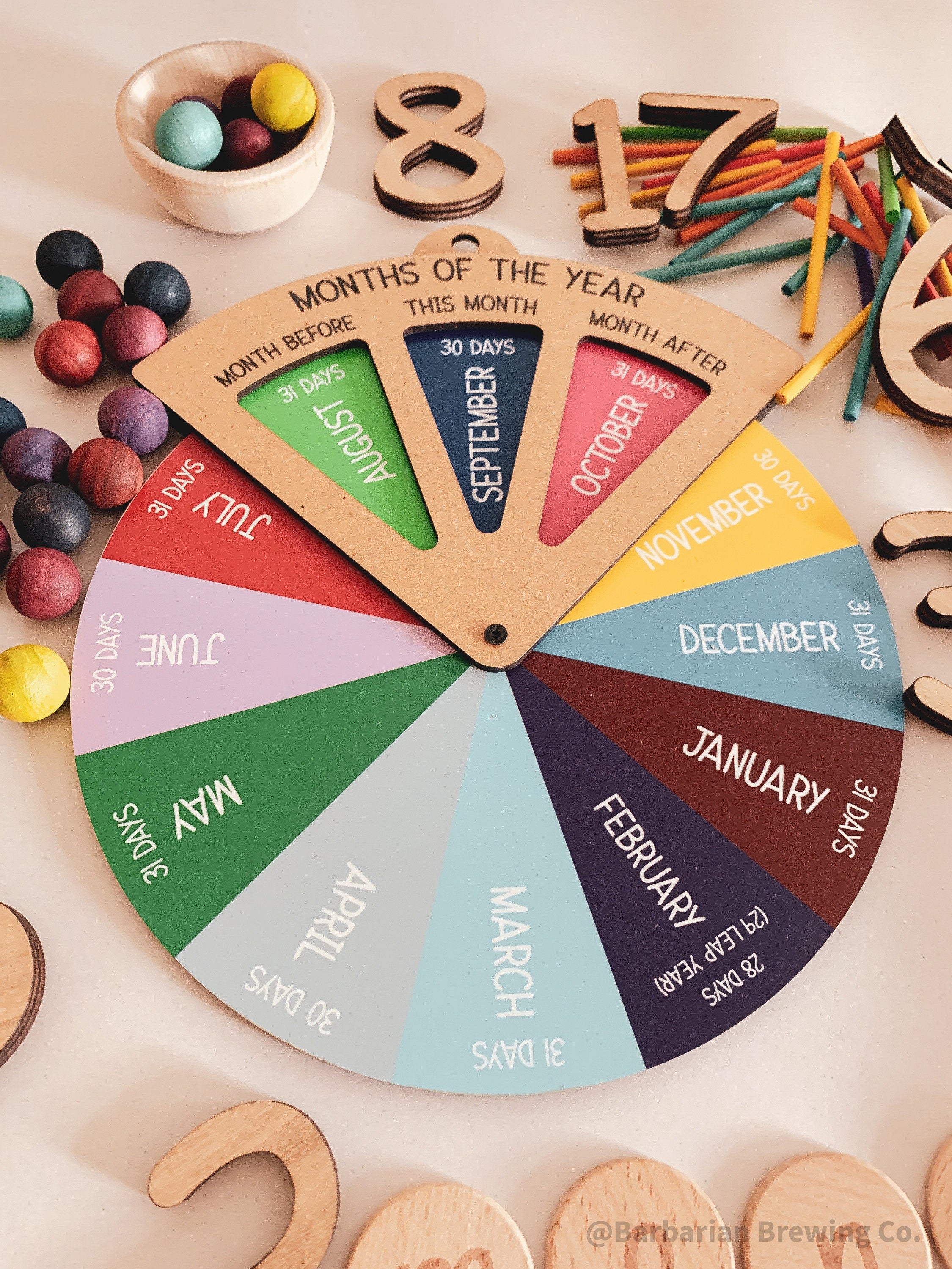 Months of the Year Wheel: Interactive spinner wheel to teach the months.
