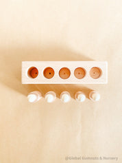 Meroco wooden weight and size learning set D, with cylinder weights and blocks for little explorers.