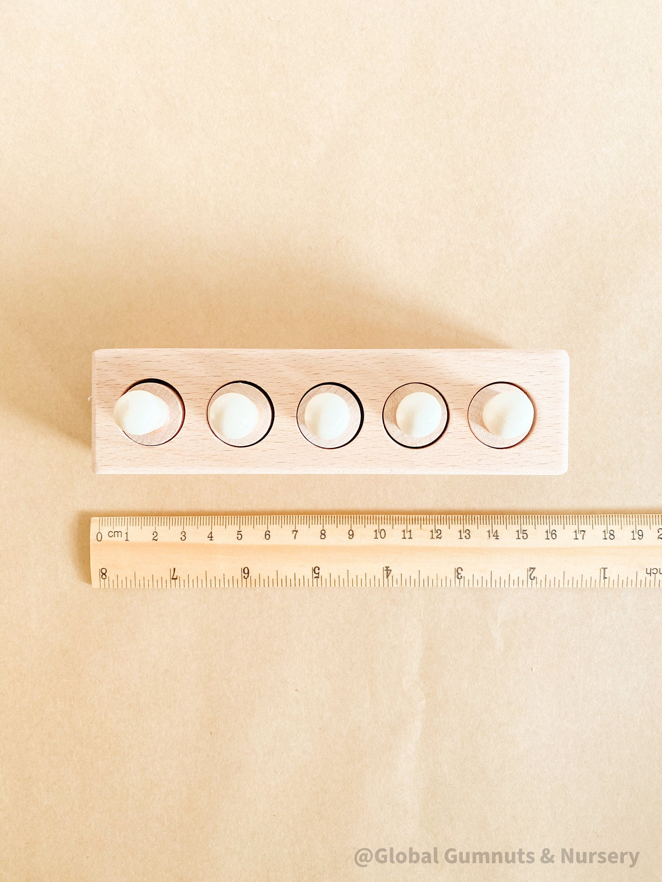 Meroco wooden weight and size learning set D, with cylinder weights and blocks for little explorers.