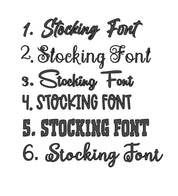 Personalized farmhouse Christmas stocking in jute linen, a rustic holiday charm.