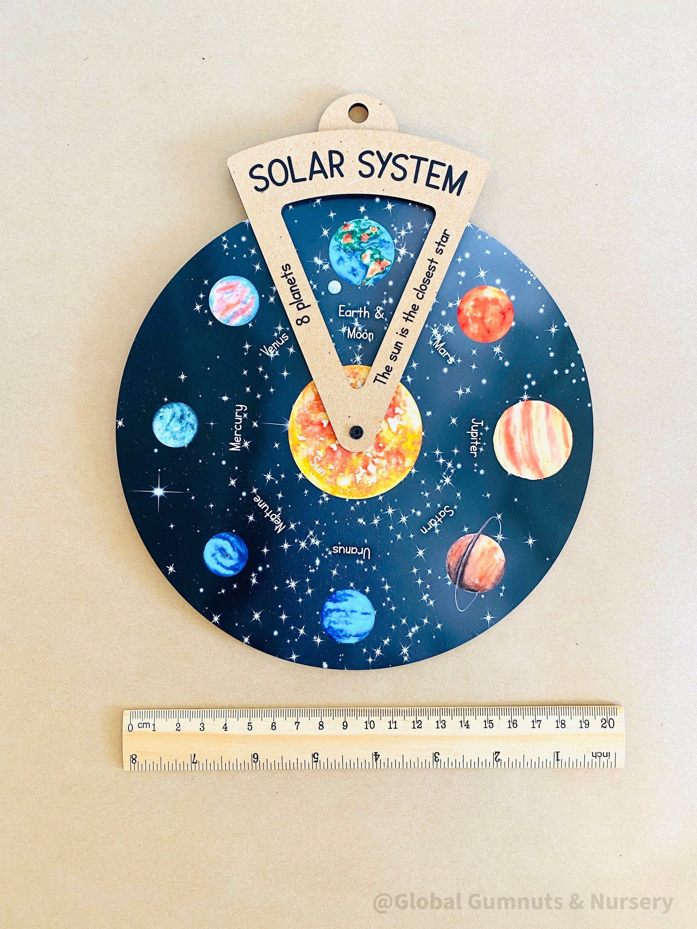 Solar System Spinner Dial: Educational wheel with planets and a viewer window for exploration.