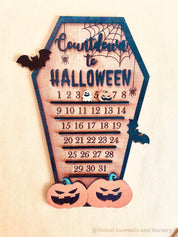 Wooden Halloween countdown calendar, adding spooky fun to the lead-up to Halloween.