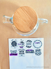 Glass Teapot with Bamboo Lid: Stylish glass teapot with bamboo lid, perfect for tea time or as a display piece for modern decor.