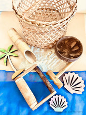 Bamboo Beach Play Basket Set: Eco-friendly play basket with beach essentials.