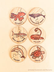 Set of 6 Australian ocean animal jigsaw puzzles, made from timber, celebrating native wildlife. Fun and educational for all ages.