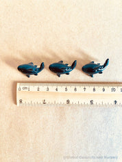 Tiny Resin Black Sharks: Miniature black resin sharks, perfect for arts, crafts, cake toppers, and fairy garden decorations.