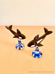 Glass killer whale figurine showcasing the beauty of Australian marine life, ideal for ocean-themed decor or small-world play.