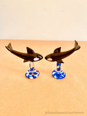 Glass killer whale figurine showcasing the beauty of Australian marine life, ideal for ocean-themed decor or small-world play.