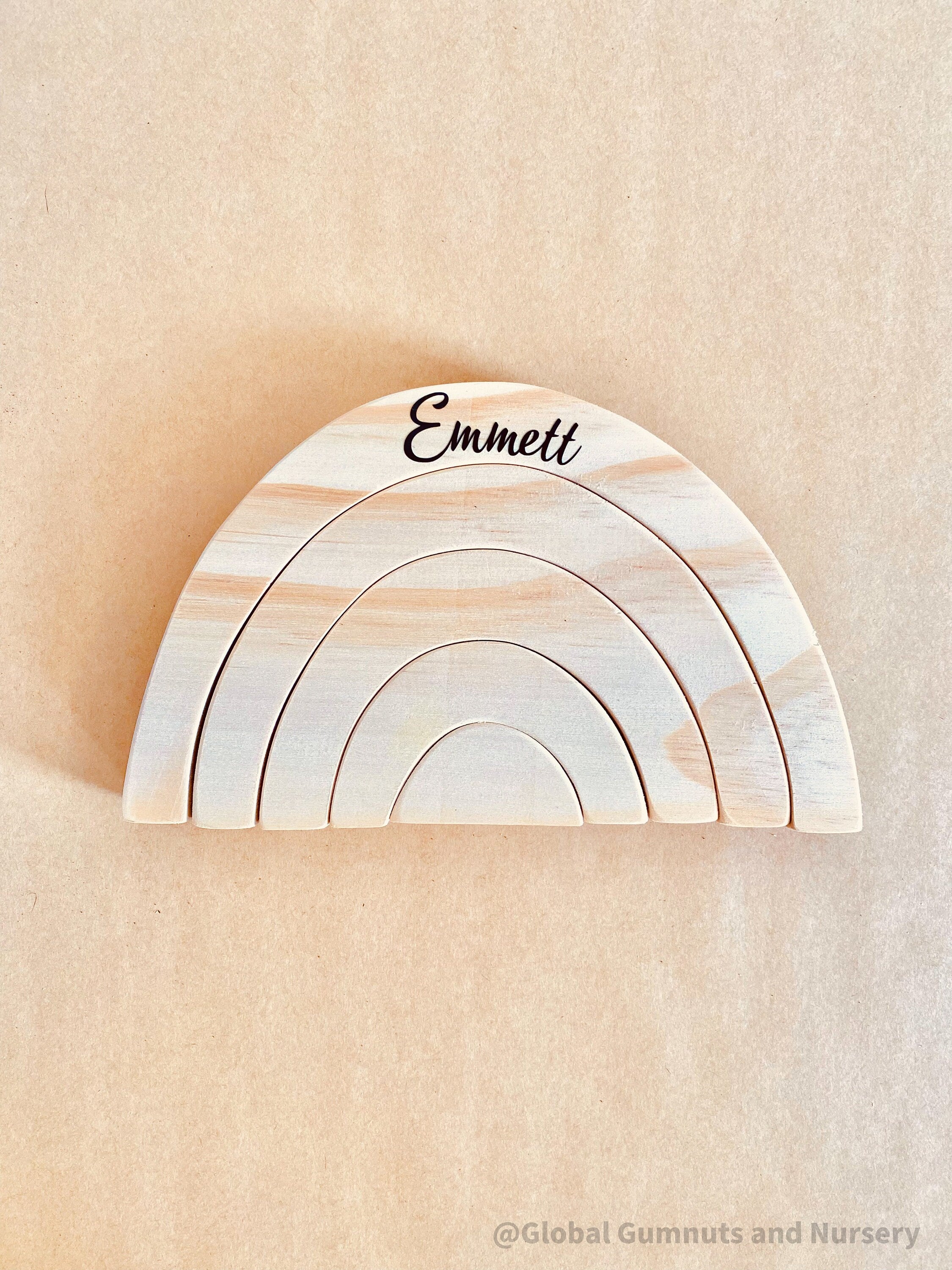 Rainbow Wooden Stacker: Eco-friendly handmade rainbow stacker for creative play.