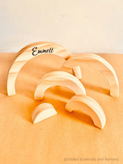 Rainbow Wooden Stacker: Eco-friendly handmade rainbow stacker for creative play.