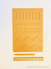 Patterns Tracing Board: Tracing board with wooden stylus for pre-writing practice.