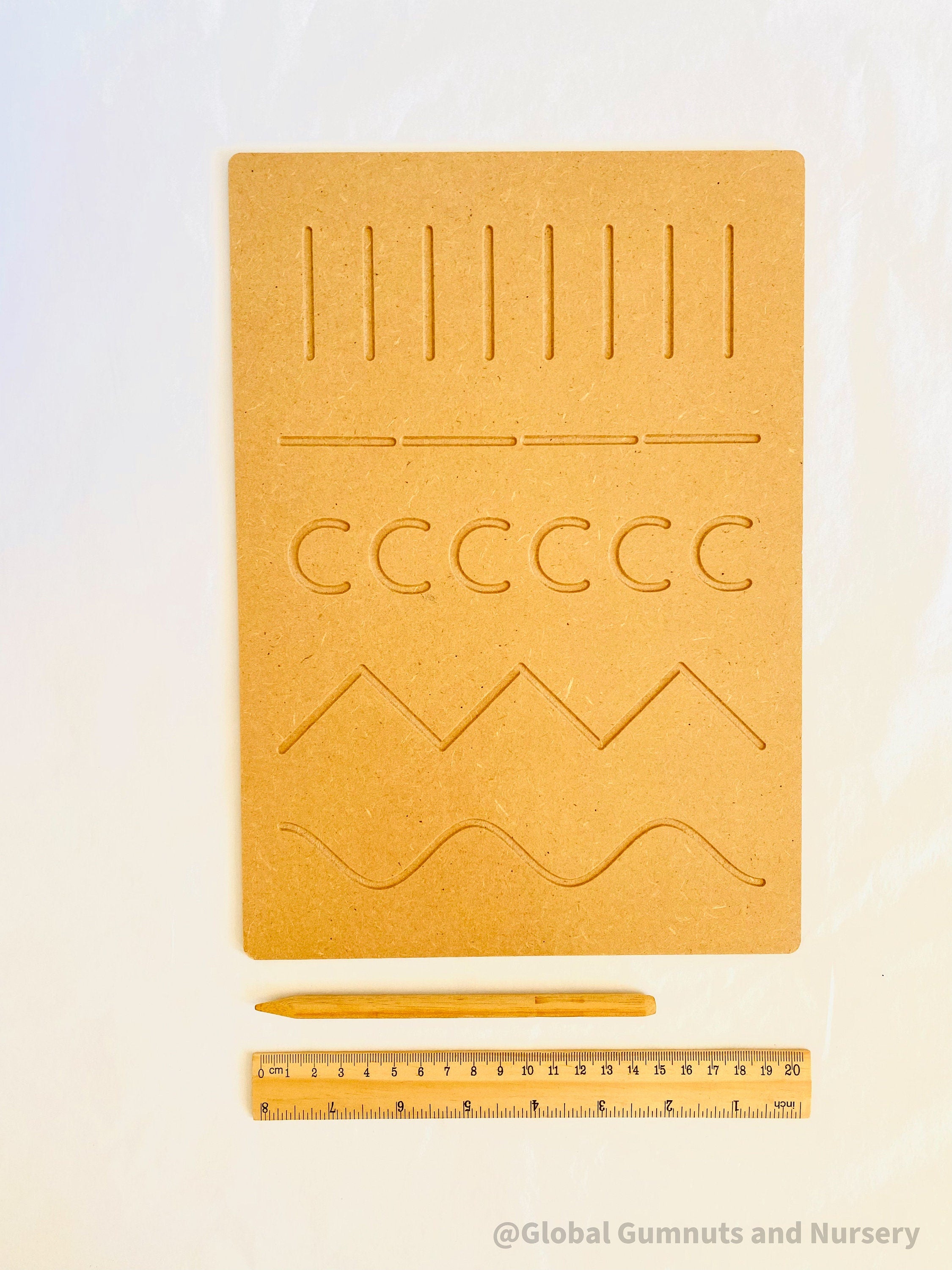 Patterns Tracing Board: Tracing board with wooden stylus for pre-writing practice.