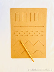 Patterns Tracing Board: Tracing board with wooden stylus for pre-writing practice.