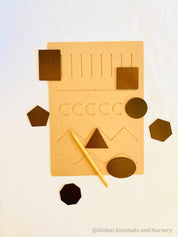 Patterns Tracing Board: Tracing board with wooden stylus for pre-writing practice.
