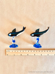 Glass killer whale figurine showcasing the beauty of Australian marine life, ideal for ocean-themed decor or small-world play.