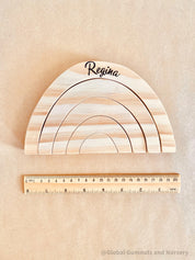 Rainbow Wooden Stacker: Eco-friendly handmade rainbow stacker for creative play.