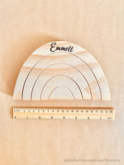 Rainbow Wooden Stacker: Eco-friendly handmade rainbow stacker for creative play.