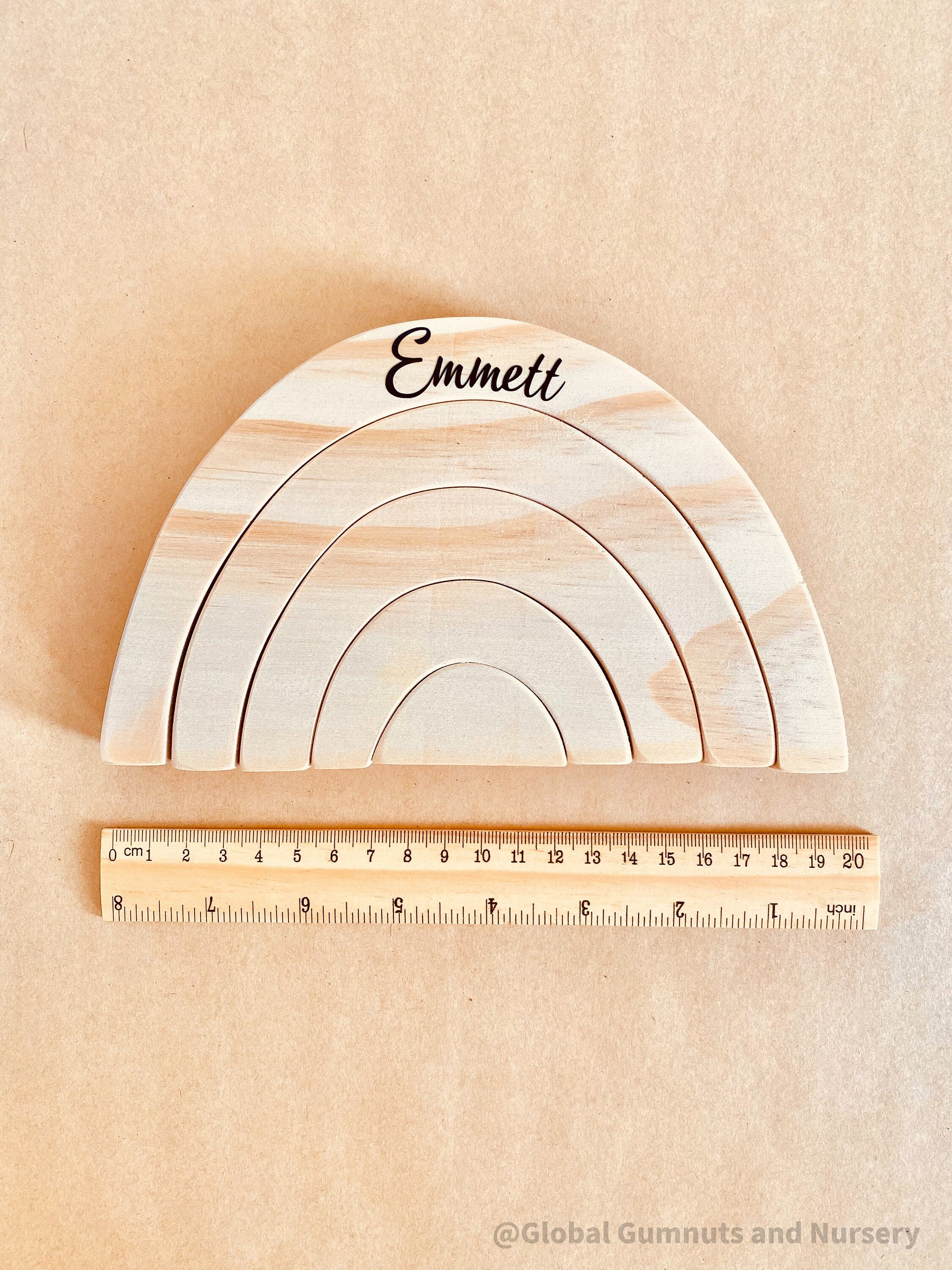Rainbow Wooden Stacker: Eco-friendly handmade rainbow stacker for creative play.