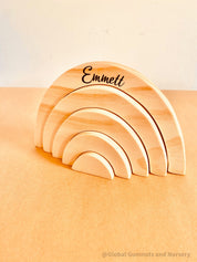 Rainbow Wooden Stacker: Eco-friendly handmade rainbow stacker for creative play.