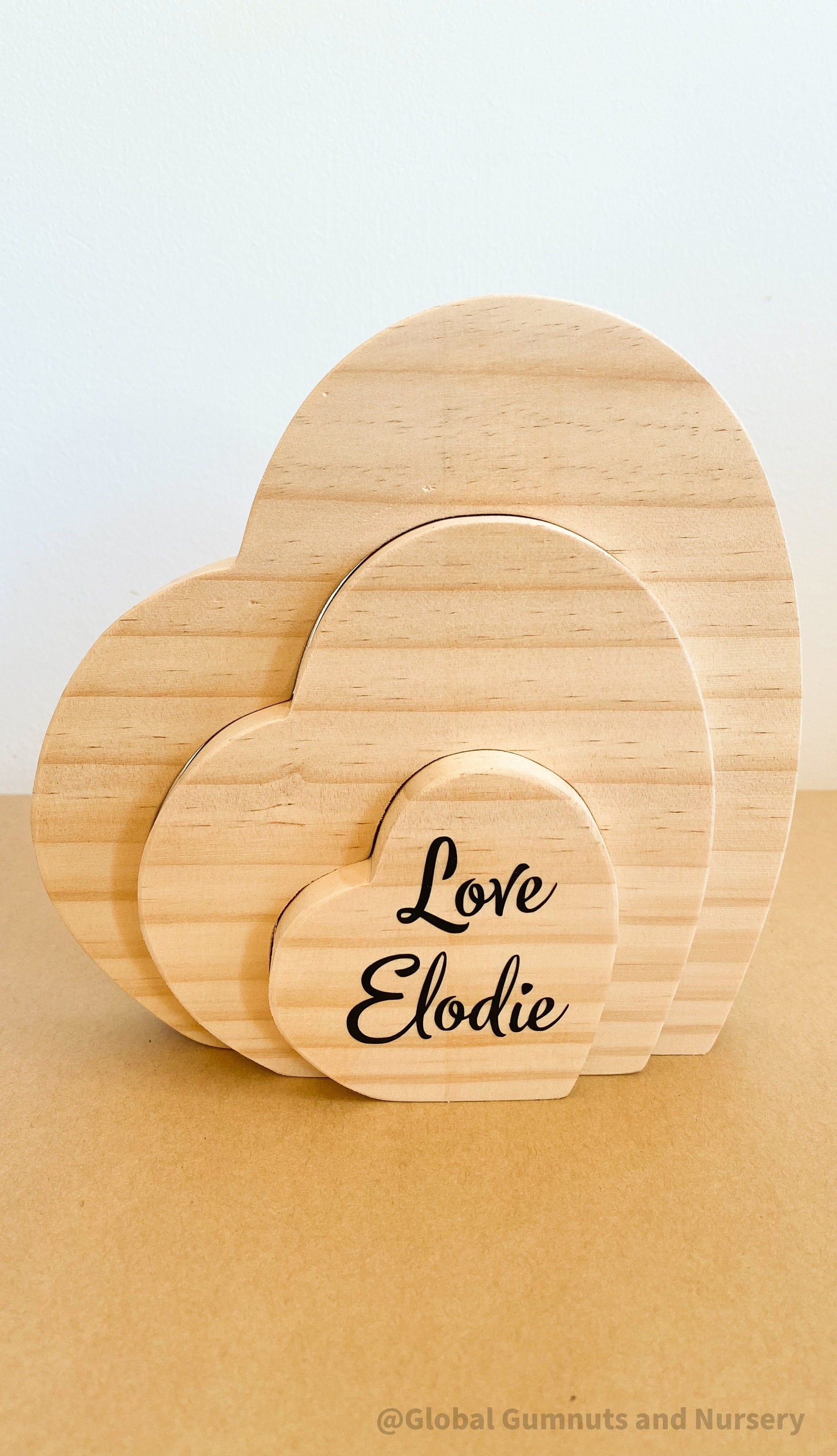 Handmade Wooden Heart Puzzle: Three-piece heart puzzle for play or Valentine's decor.