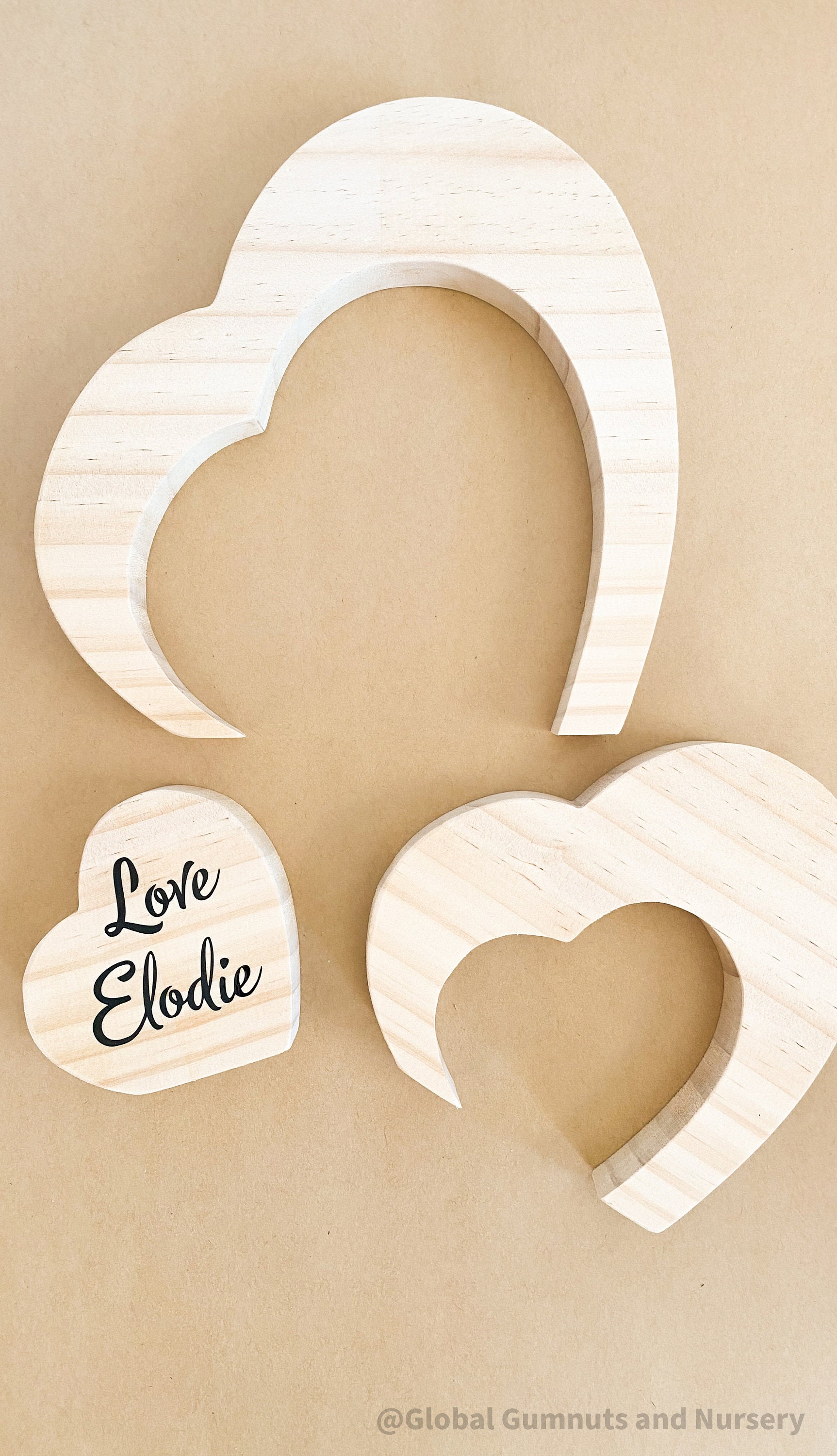 Handmade Wooden Heart Puzzle: Three-piece heart puzzle for play or Valentine's decor.