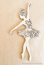 Set of three wooden ballerinas with rose gold backing, elegant wall decor for girls' bedrooms.