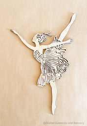 Set of three wooden ballerinas with rose gold backing, elegant wall decor for girls' bedrooms.