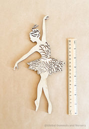 Set of three wooden ballerinas with rose gold backing, elegant wall decor for girls' bedrooms.