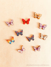 Set of 10 or 20 colorful wooden butterflies, perfect for crafts, decorations, or vibrant small-world play.