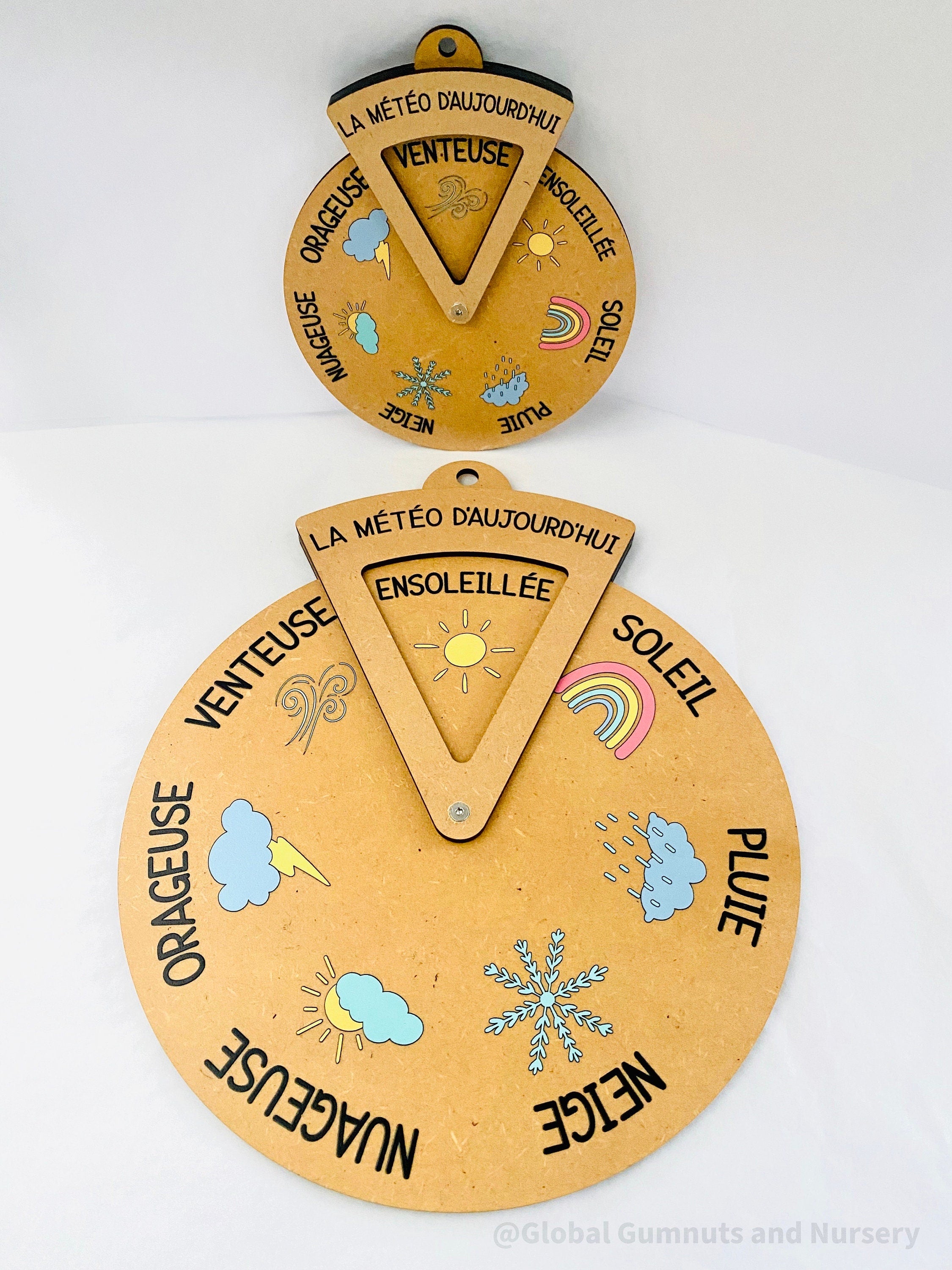 Daily Weather Wheel (French): Spinner wheel to learn weather in French.