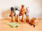 Velvet Australian animal finger puppets (set of 6), cozy toys for imaginative play.
