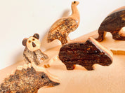 Australian Wooden Animal Set: Five-piece wooden Australian animal collection.