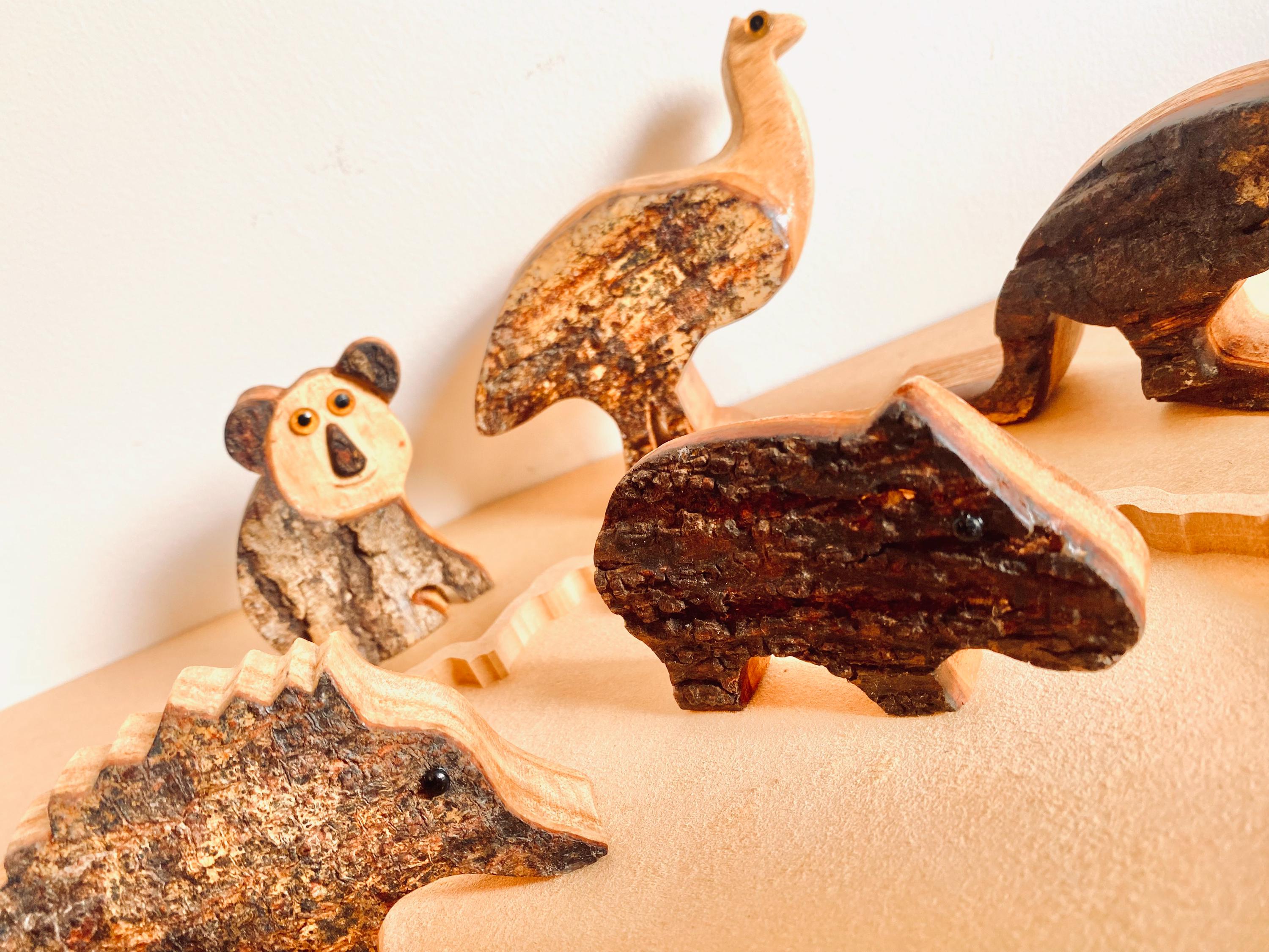 Australian Wooden Animal Set: Five-piece wooden Australian animal collection.